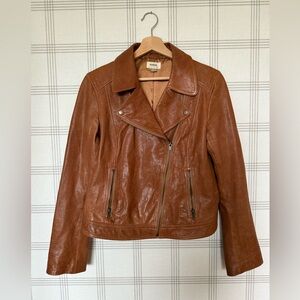 Fossil Women's Tan Leather Moto Jacket